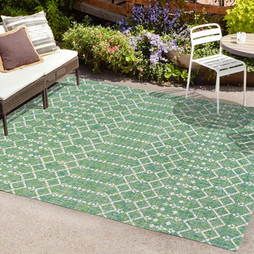 Ourika Moroccan Geometric Textured Weave Indoor/outdoor Rug